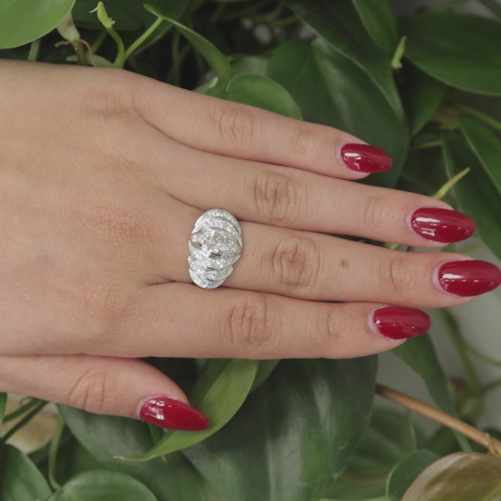 2.00 TW Solitaire Round Diamond Engagement Ring W/Accents 14K White Gold SZ 8.25