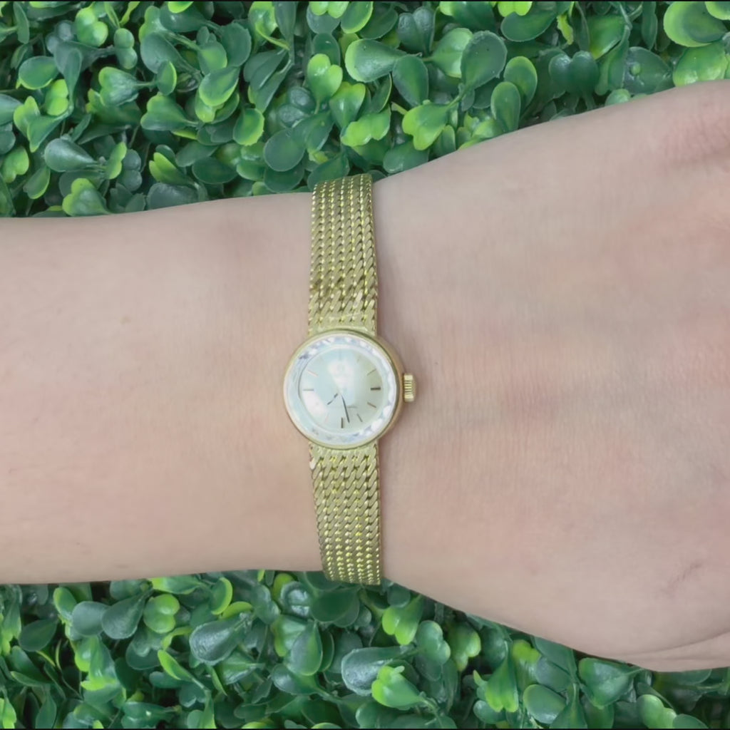 Vintage Omega Ladymatic Automatic Watch 18K Yellow Gold 1960’s 6.75" Ladies