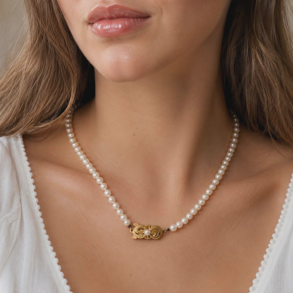 Mikimoto Akoya Pearl Necklace 18K Gold Clasp 16" 5-5.4mm Estate Strand