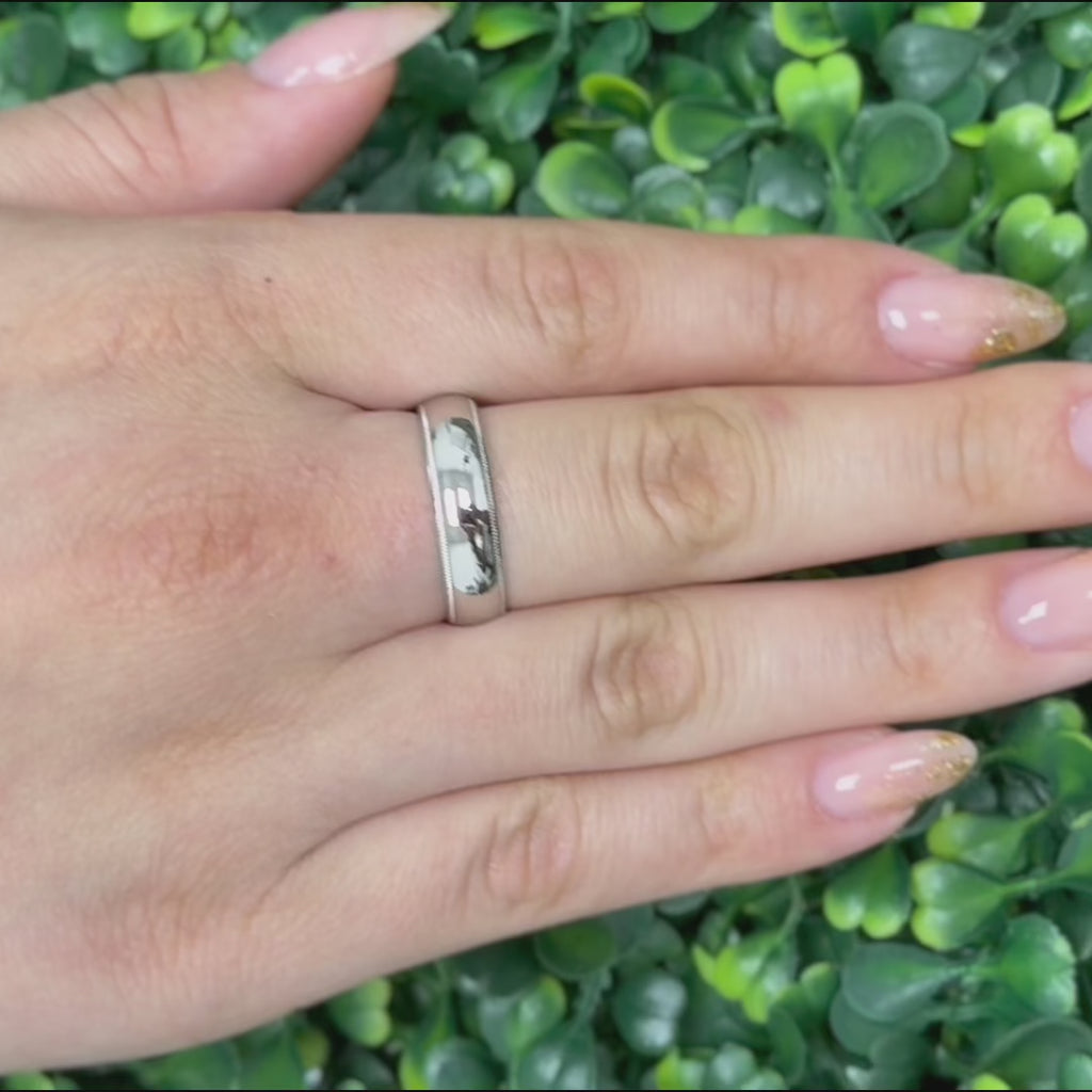 Milgrain Platinum Band Ring Wedding Anniversary 5.70 mm Size 9.25 Unisex Estate