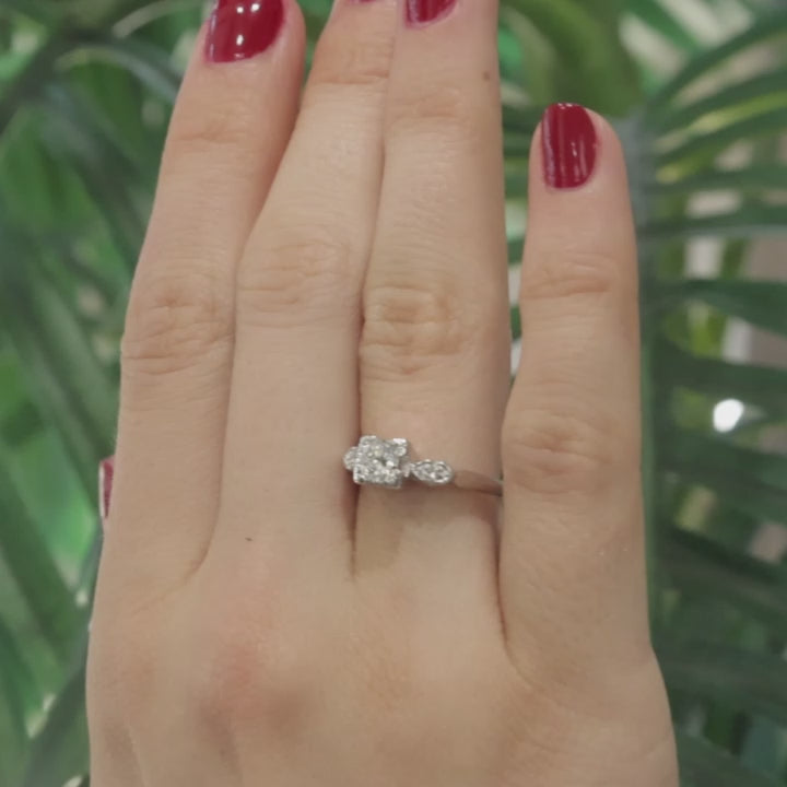 Vintage 0.48 TW Round Diamond Solitaire Engagement Ring Platinum Size 6.25