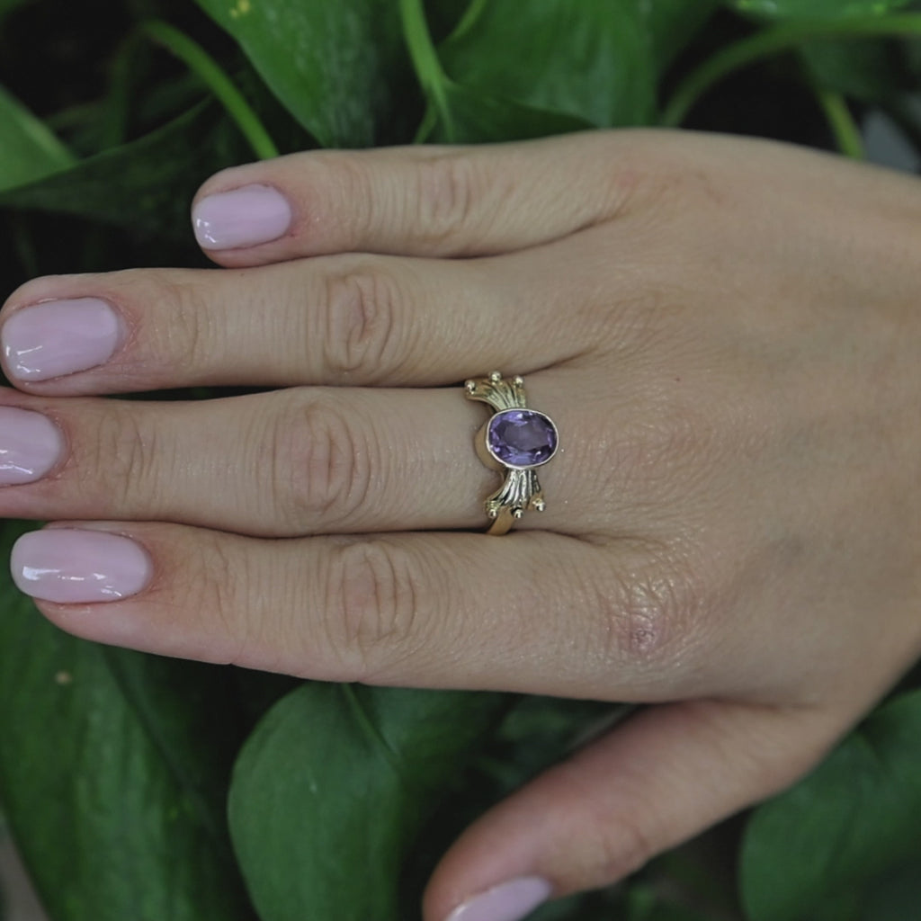 Color Change Lab Created Alexandrite Ring Yellow Gold 2.50CT Size 8.25 Estate