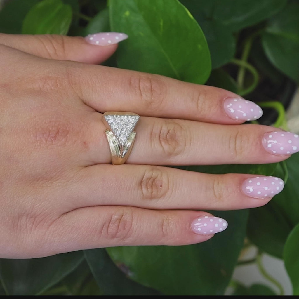 Geometric Diamond Statement Ring 14K Gold 0.50 TW Size 9.5 Contemporary Unisex