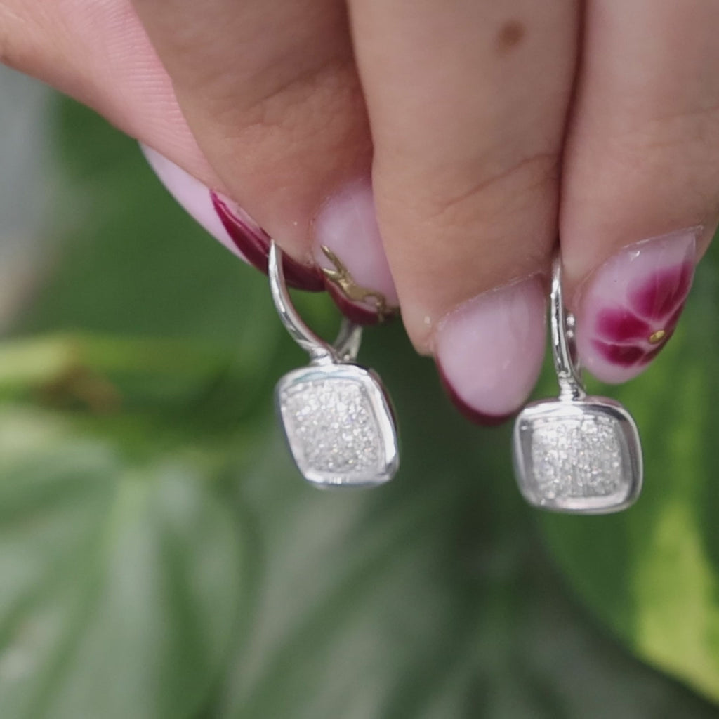 0.50 TW Cluster Diamond Dangle Earrings 14K White Gold 0.90" Ladies Estate