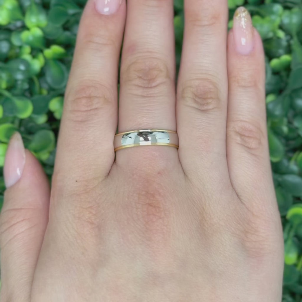 Yellow Gold Platinum Overlay Band Ring Wedding Anniversary Size 12.5 Unisex