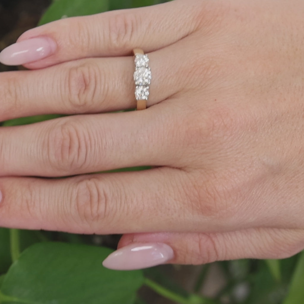 Natural Diamond 3-Stone Engagement Ring 14K Two-Tone Gold 1.10 CTW Size 6.75
