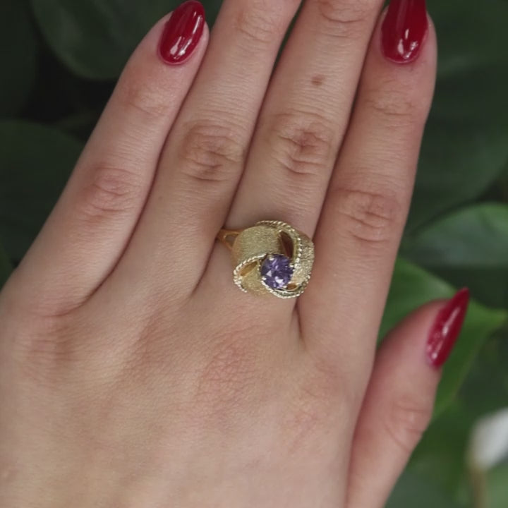 Color Changing Alexandrite Knot Ring 18K Gold 1.55 CT Lab Created Size 9.75