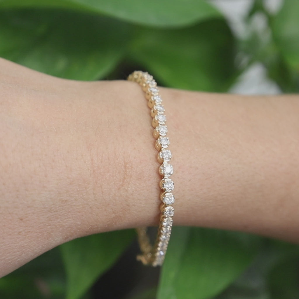 Natural Diamond Tennis Bracelet 14K Yellow Gold 5.00 CTW Round 7.25"
