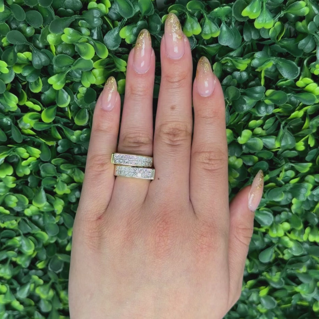 3.50 TW Princess Cut Diamond Bypass Ring 18K Gold Size 6.5 Ladies Estate