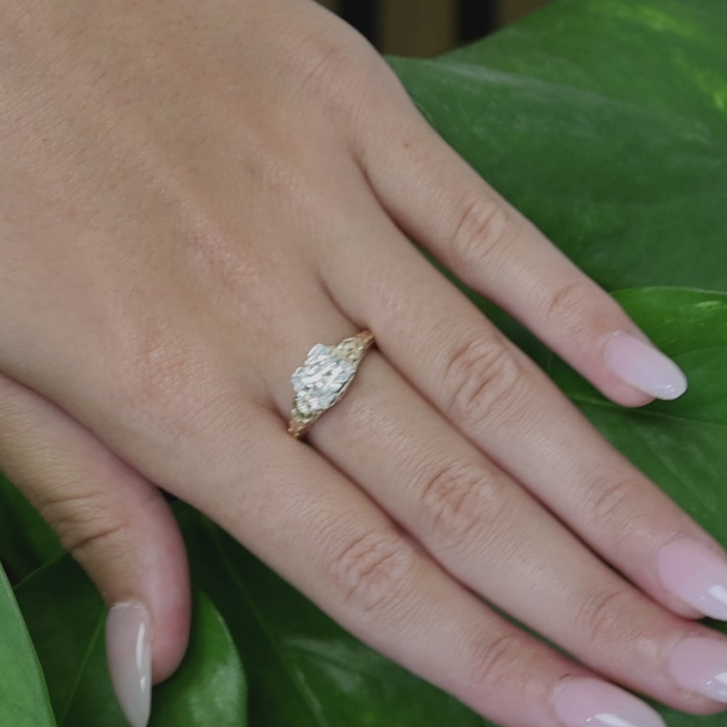Vintage 14K Two Tone Gold 0.85CT Old European Cut Diamond Engagement Ring 5.75