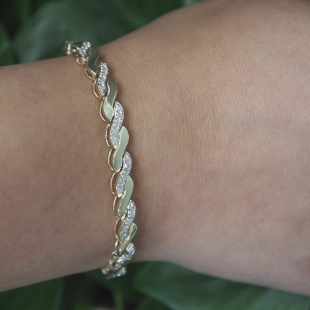 1.40 TW Diamond S Link Bracelet 14K Yellow Gold Ladies Estate 7"