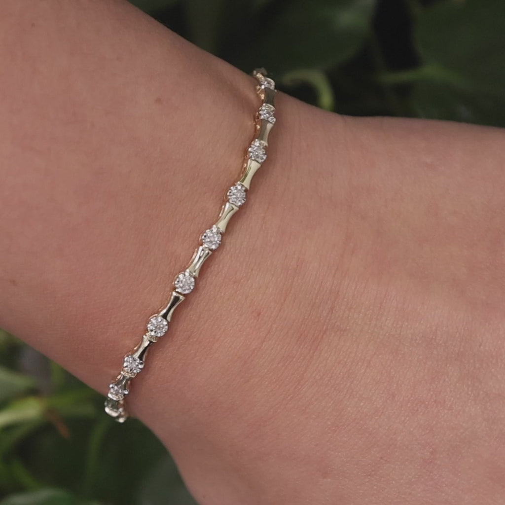 0.37 TW Diamond Bar Link Station Bracelet 14K Gold 7.5" Ladies Estate