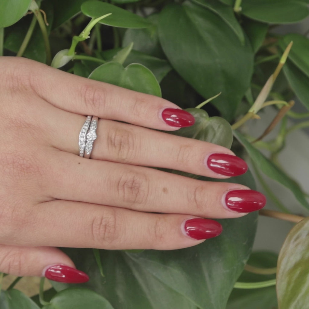 0.50 TW Solitaire Diamond Wedding Ring Set W/Accents 14K White Gold Size 5.25