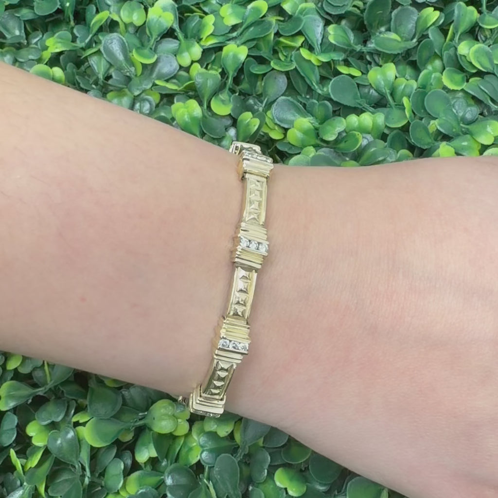 0.85 TW Diamond Station Bracelet 14K Yellow Gold 7" Ladies Estate