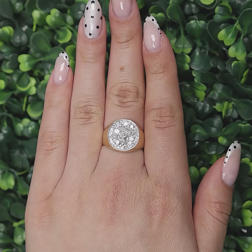 Mens Cluster Diamond Cocktail Ring 14K Gold 0.90 TW Size 8 Vintage Estate