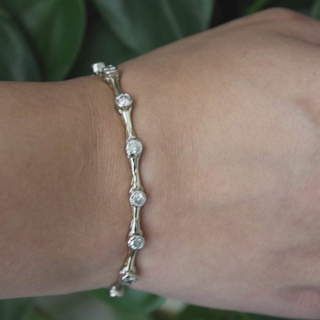 2.00 TW Diamond Bar Link Station Bracelet 14K Gold 7" Ladies Estate