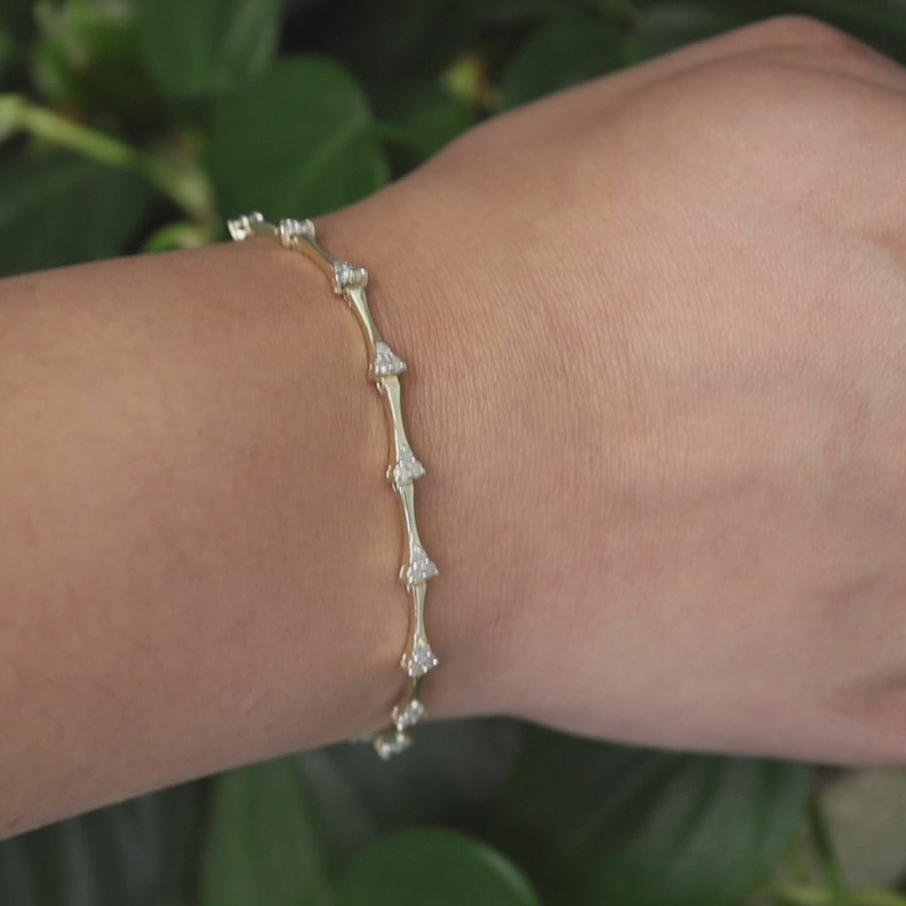 1.00 TW Diamond Station Bracelet 10K Yellow Gold 7" Ladies Estate