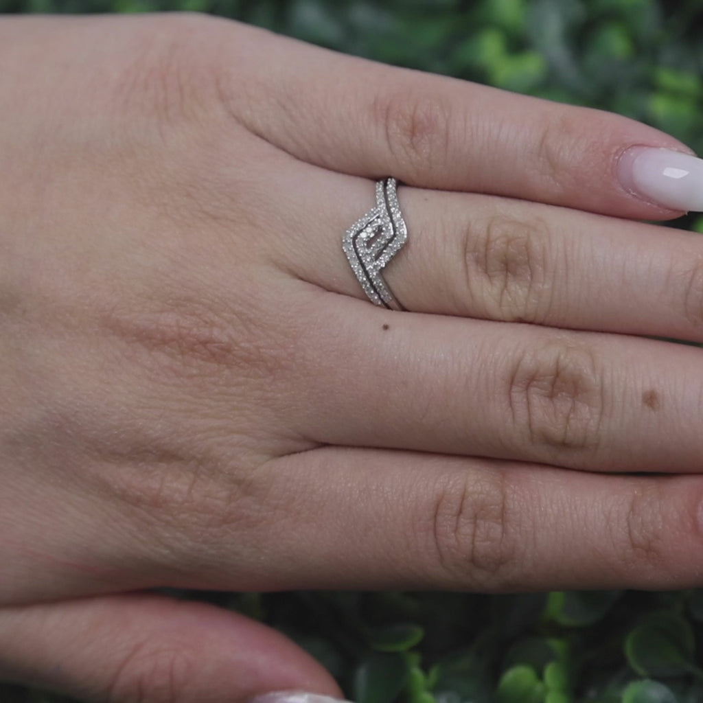 Diamond Band Ring 10K White Gold 0.25 TW Size 7.25 Ladies Estate