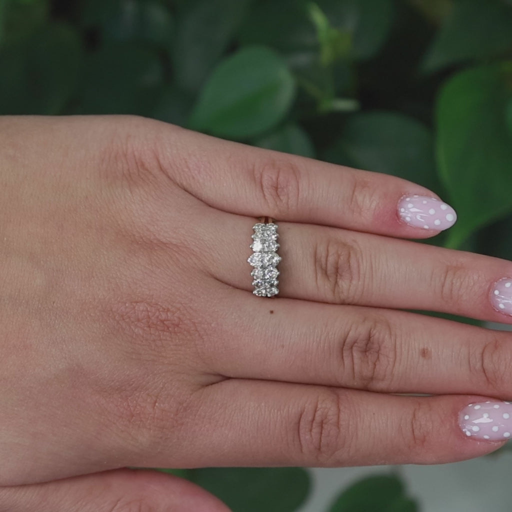 2-Row Diamond Dome Ring 14K Gold 1.25 TW Size 7 Ladies Estate