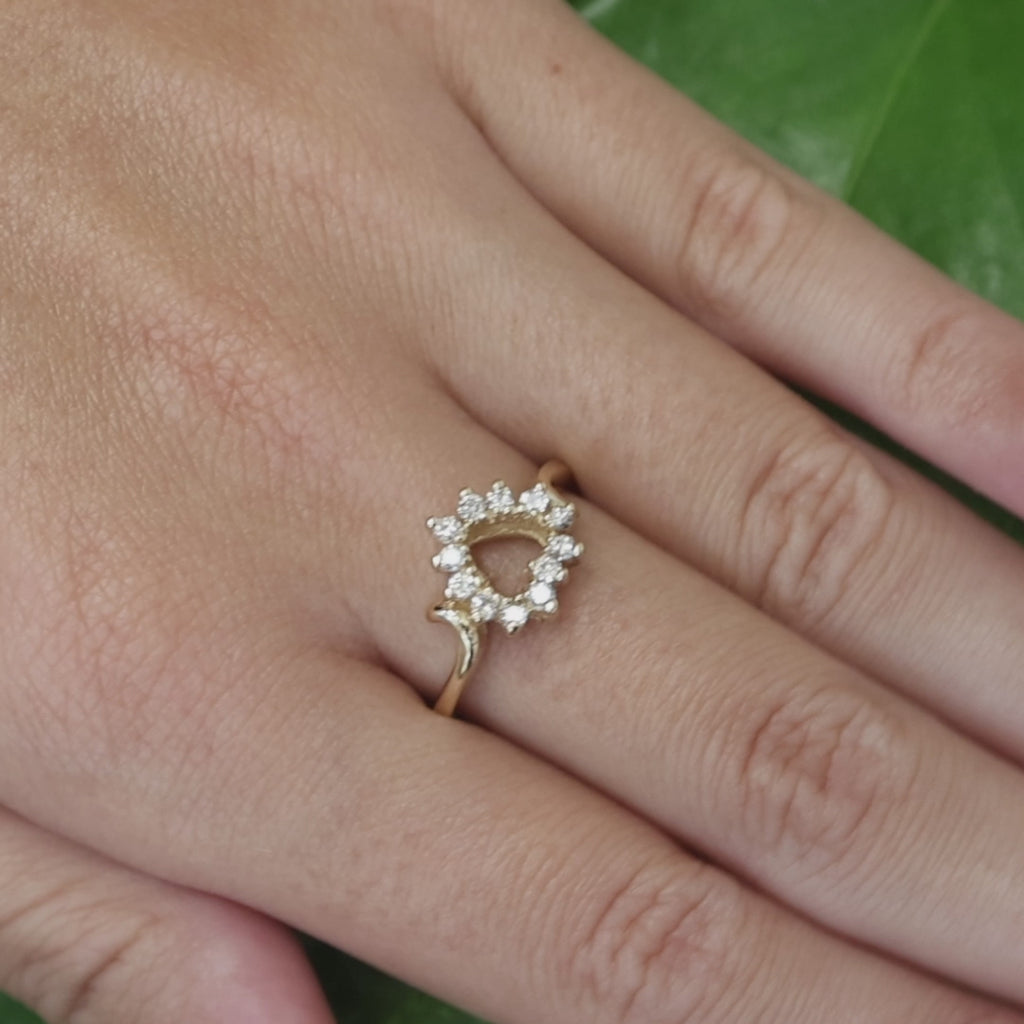 Yellow Gold 0.33 CTW Natural Diamond Open Heart Ring Size 6.25