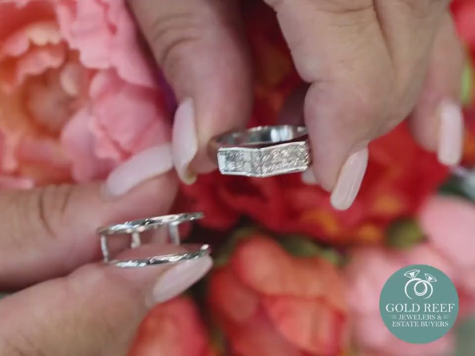 2-Row Princess Cut Diamond Band Ring 1.25 TW 14K White Gold Size 7.75 Estate