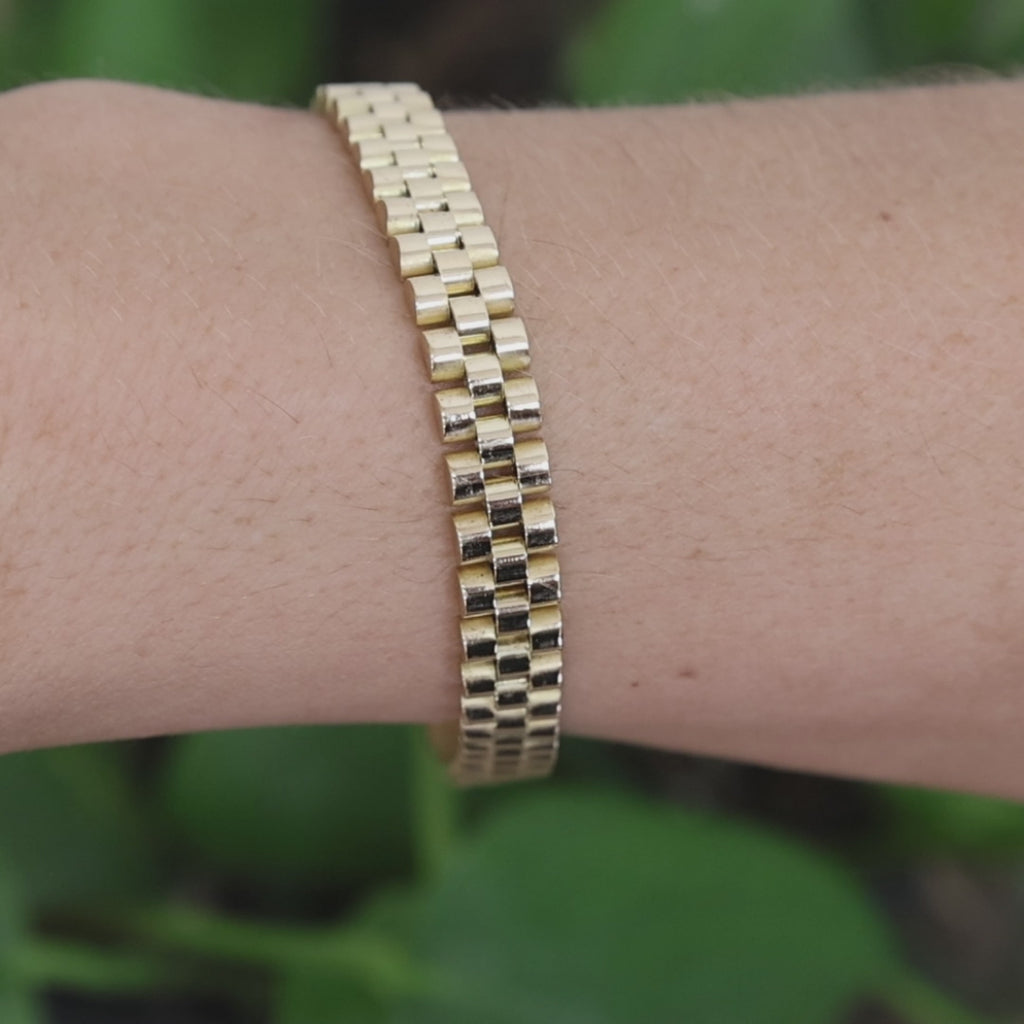 Vintage Italian 18K Yellow Gold Triple Row Link Bracelet 6.75" 20.8g