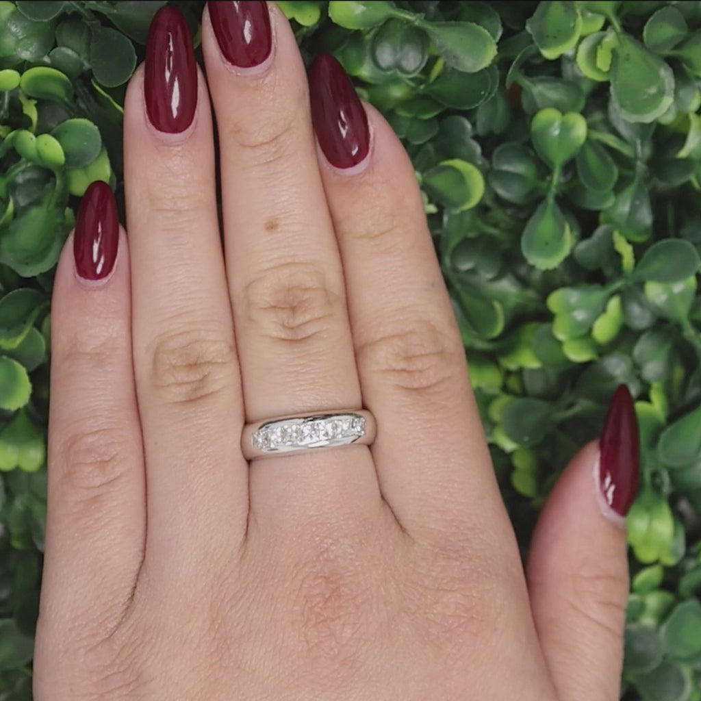 Princess Cut Diamond Half Eternity Band Ring 14K White Gold 1.33 TW Size 8