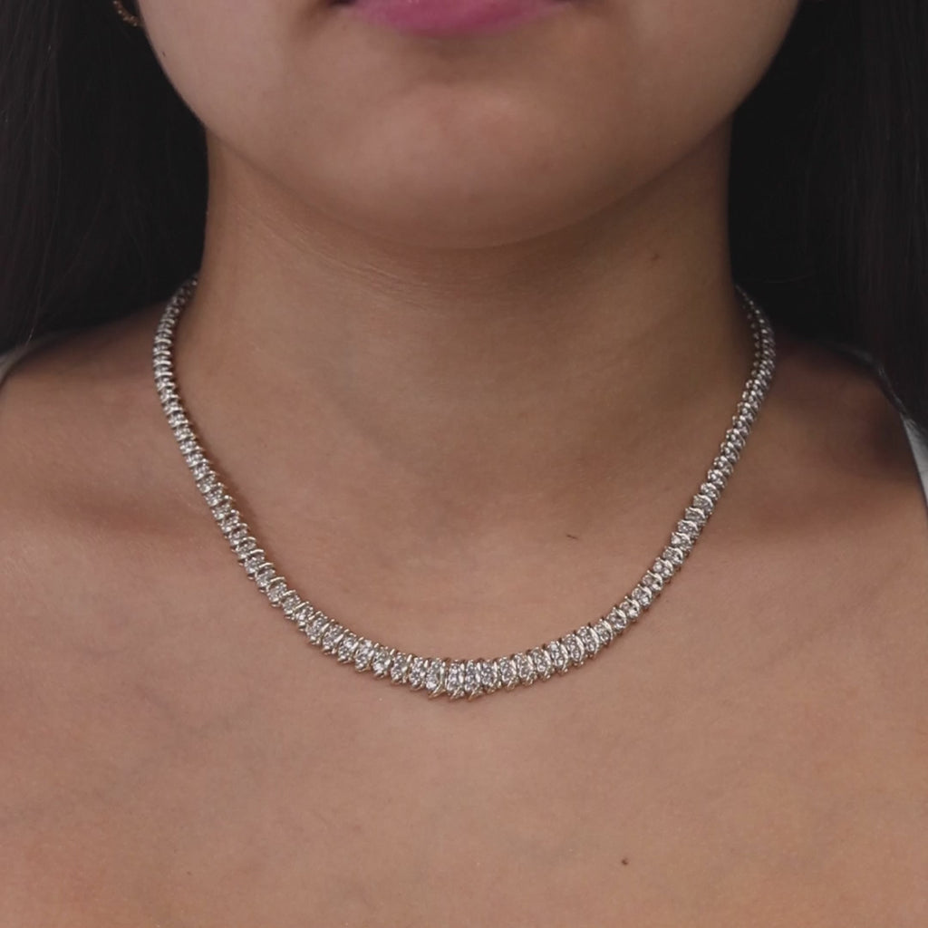 2.00 TW Graduating Diamond S Link Tennis Necklace 10K Gold 17" Ladies Estate
