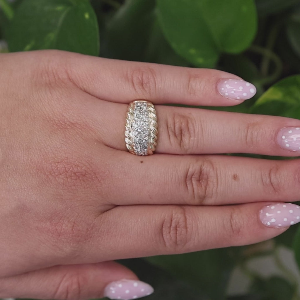 Diamond Wide Band Ring 14K Yellow Gold 1.00 TW Round Diamonds Size 7 Unisex