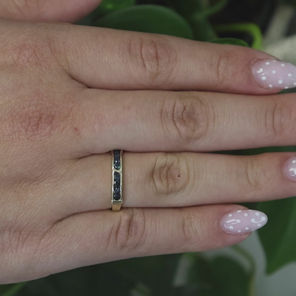 Sapphire Half Eternity Band Ring 14K Yellow Gold 0.32 CTW Size 7 Estate