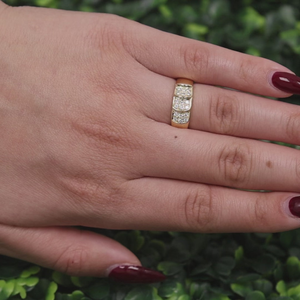 0.33 TW Diamond Wide Band Ring 18K Yellow Gold Size 7 Ladies Estate