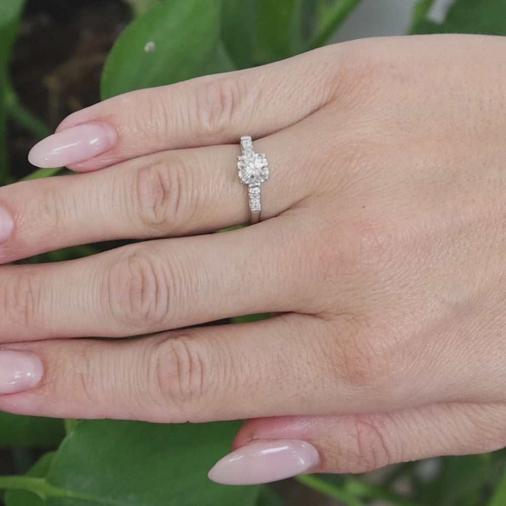 Natural Diamond Engagement Ring White Gold 0.39 CTW Round Size 5