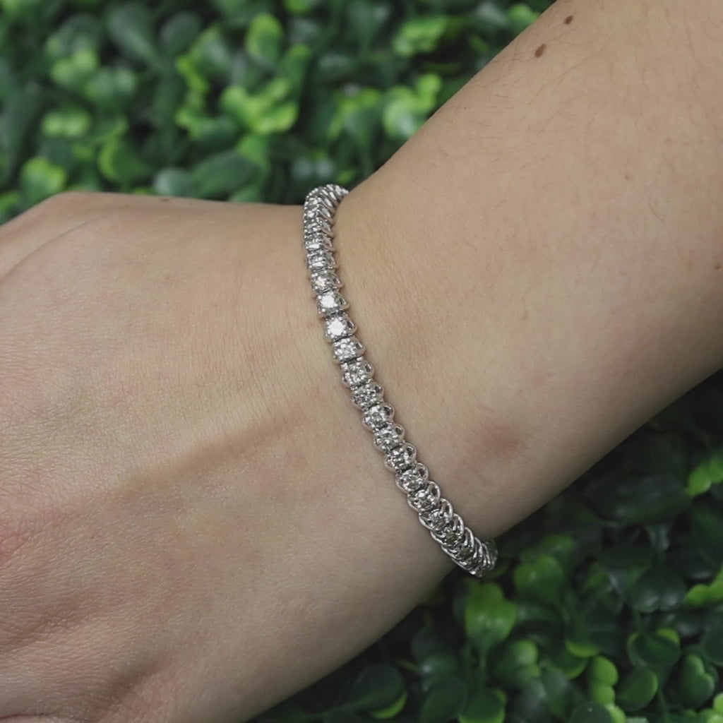7.00 TW Round Diamond Tennis Bracelet 14K White Gold 7" Ladies Estate