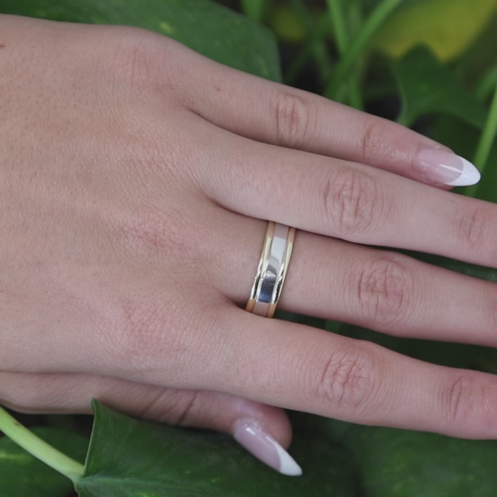 18K Yellow Gold Wedding Anniversary Band Ring Platinum Overlay Size 10.25