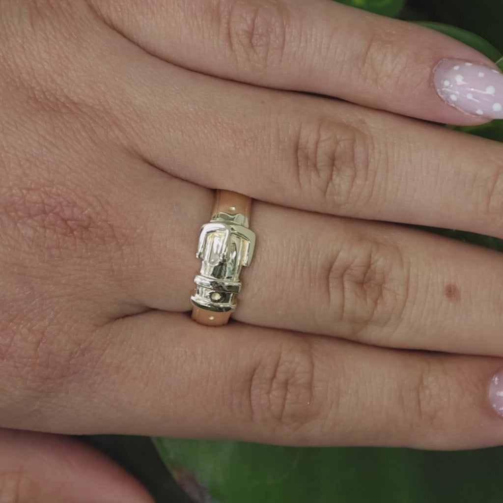 Buckle Band Ring 14K Yellow Gold Size 8 Unisex Estate
