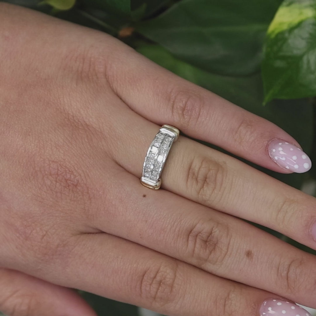 Princess Cut Diamond Band Ring 14K Gold 0.50 TW Size 7 Unisex Estate