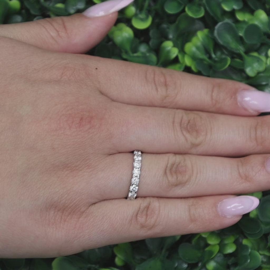 1.00 CTW Diamond Wedding Band White Gold Round Brilliant Stackable Ring Size 7