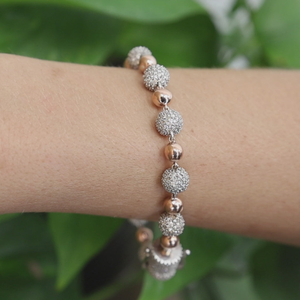 Layaway Deposit for Gail F-Diamond Pave Ball Bracelet 10K Rose White Gold 8 CTW