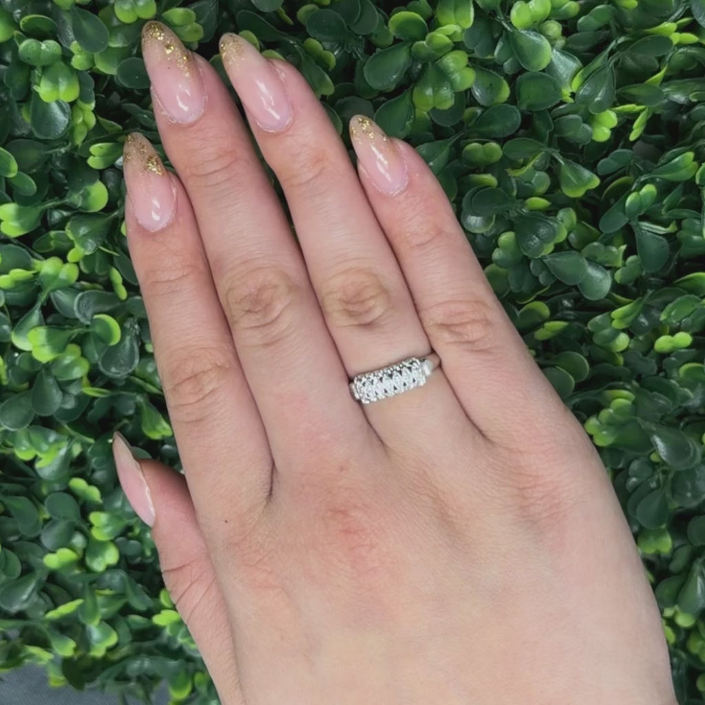 5-Stone Diamond Filigree Band Ring White Gold 0.05 TW Size 5.75 Ladies Estate