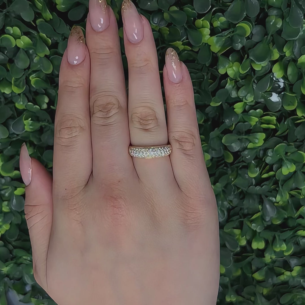 Cluster Diamond Half Eternity Wide Band Ring 14K Rose Gold 1.00 TW Size 6.75