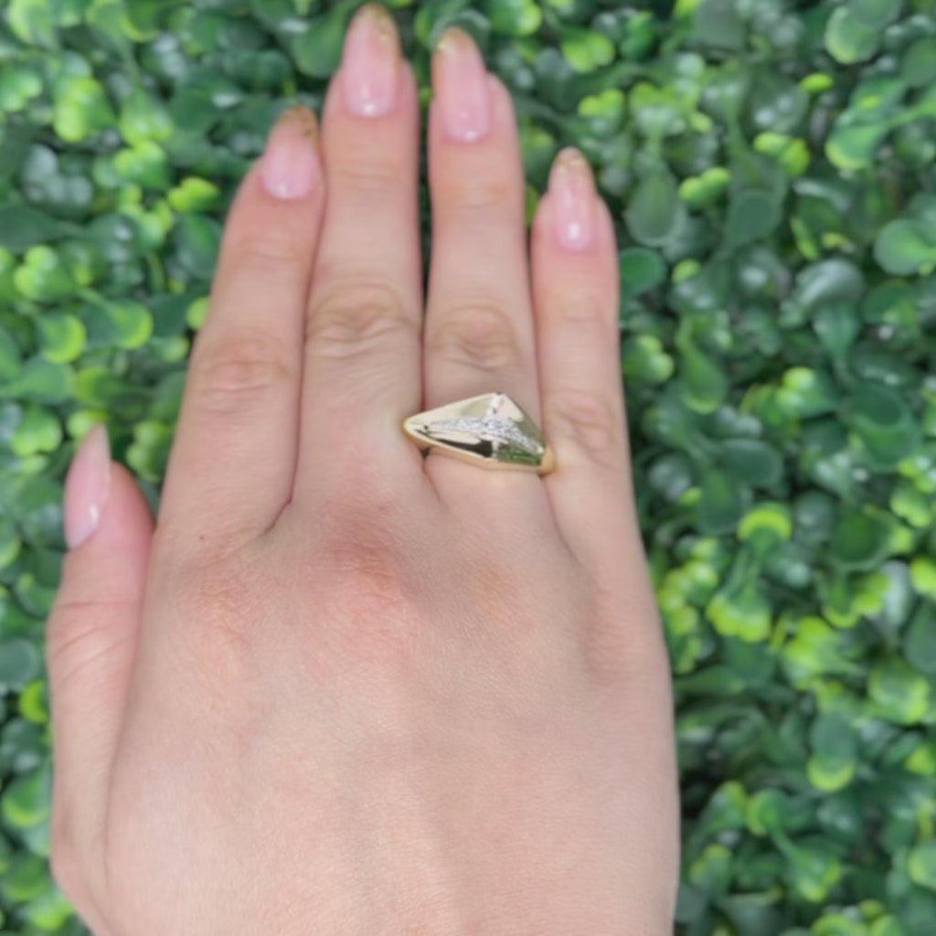 Geometric Diamond Statement Ring 14K Yellow Gold 0.10 TW Size 6 Contemporary