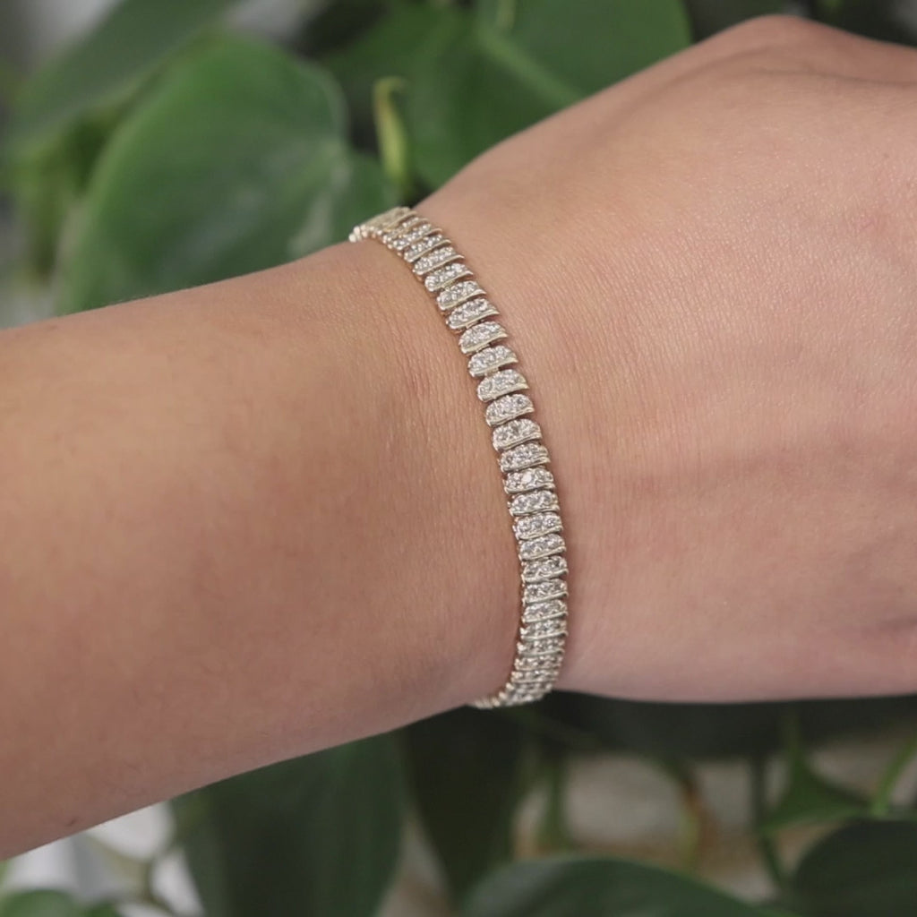 3-Row Diamond Tennis Bracelet 14K Yellow Gold 3.00 TW 7" Estate