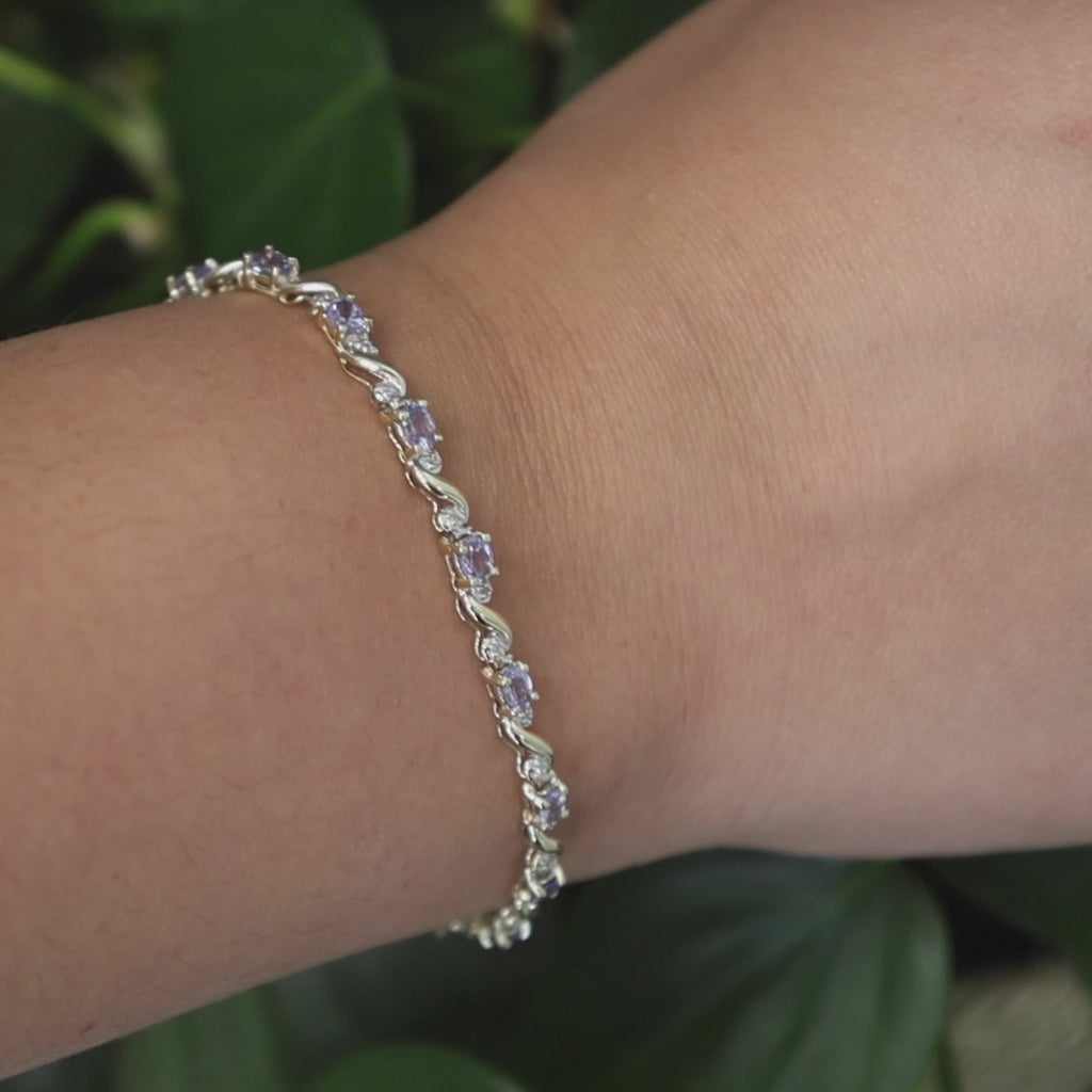 Tanzanite Diamond Bracelet 10K Gold 2.66 CTW 7.25" Ladies Estate