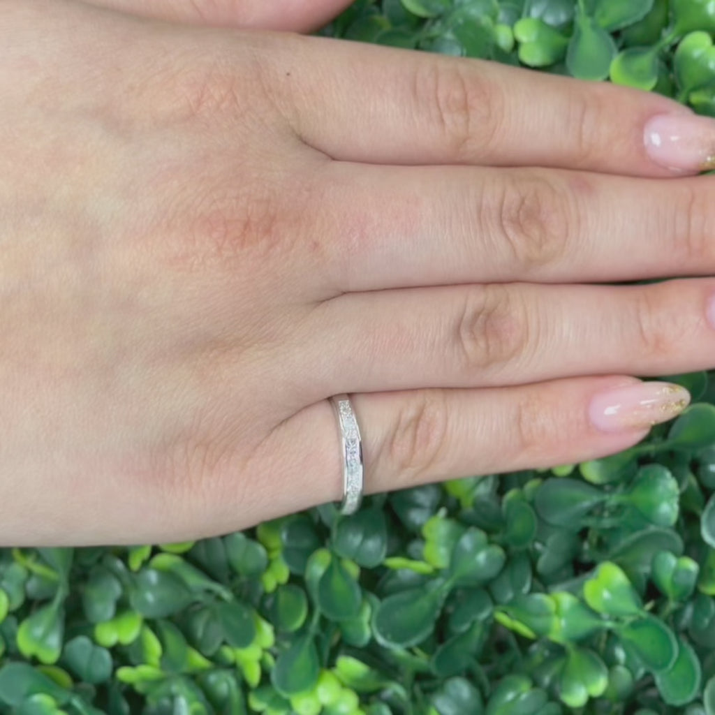 0.42 TW Princess Cut Diamond Half Eternity Band Ring 14K White Gold Size 5.75