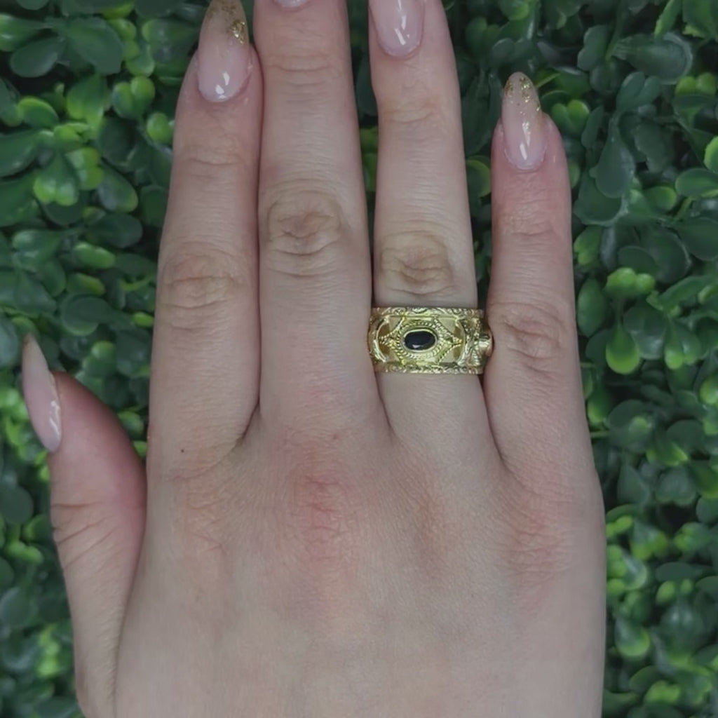 Vintage Yellow Gold Multi Gemstone Ring Sapphire Garnet Amethyst Citrine 1.07CTW