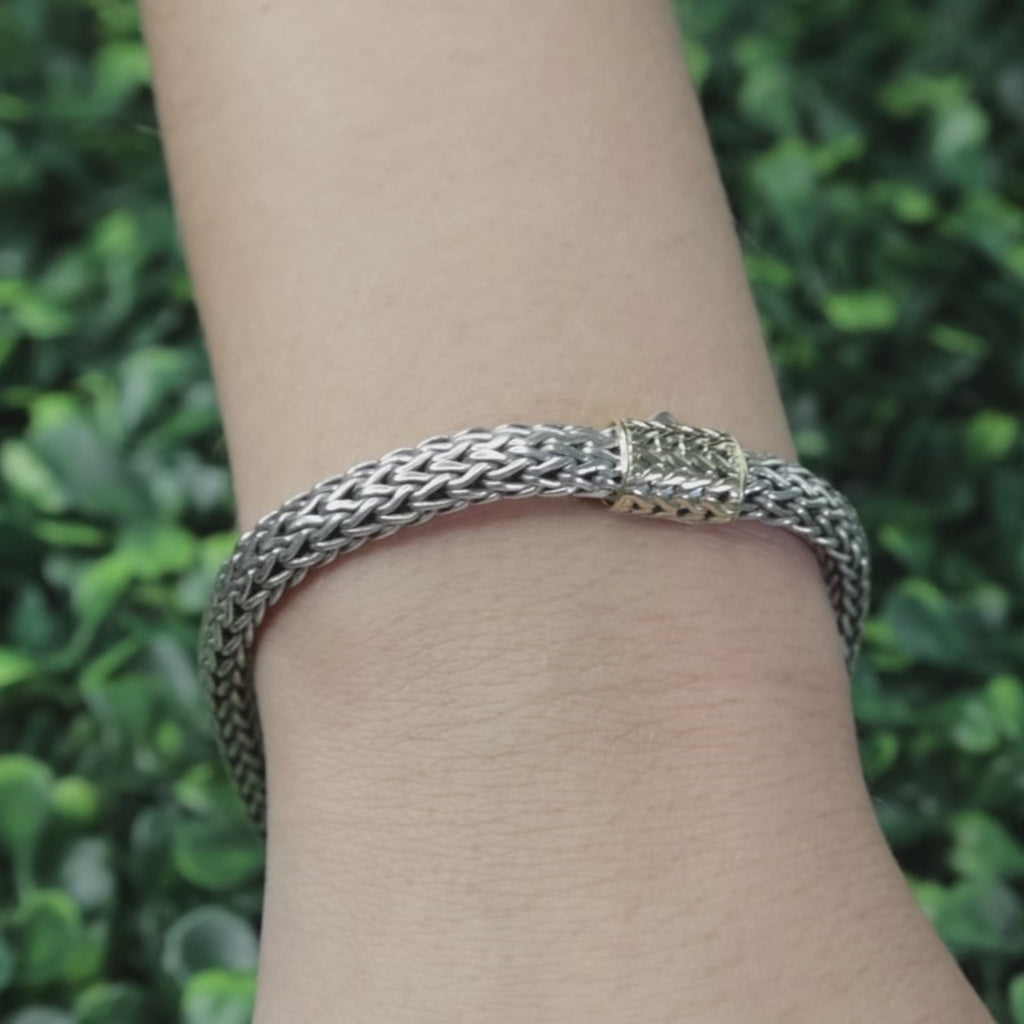 John Hardy Icon Classic Bracelet Sterling Silver 18K Yellow Gold 8.5"