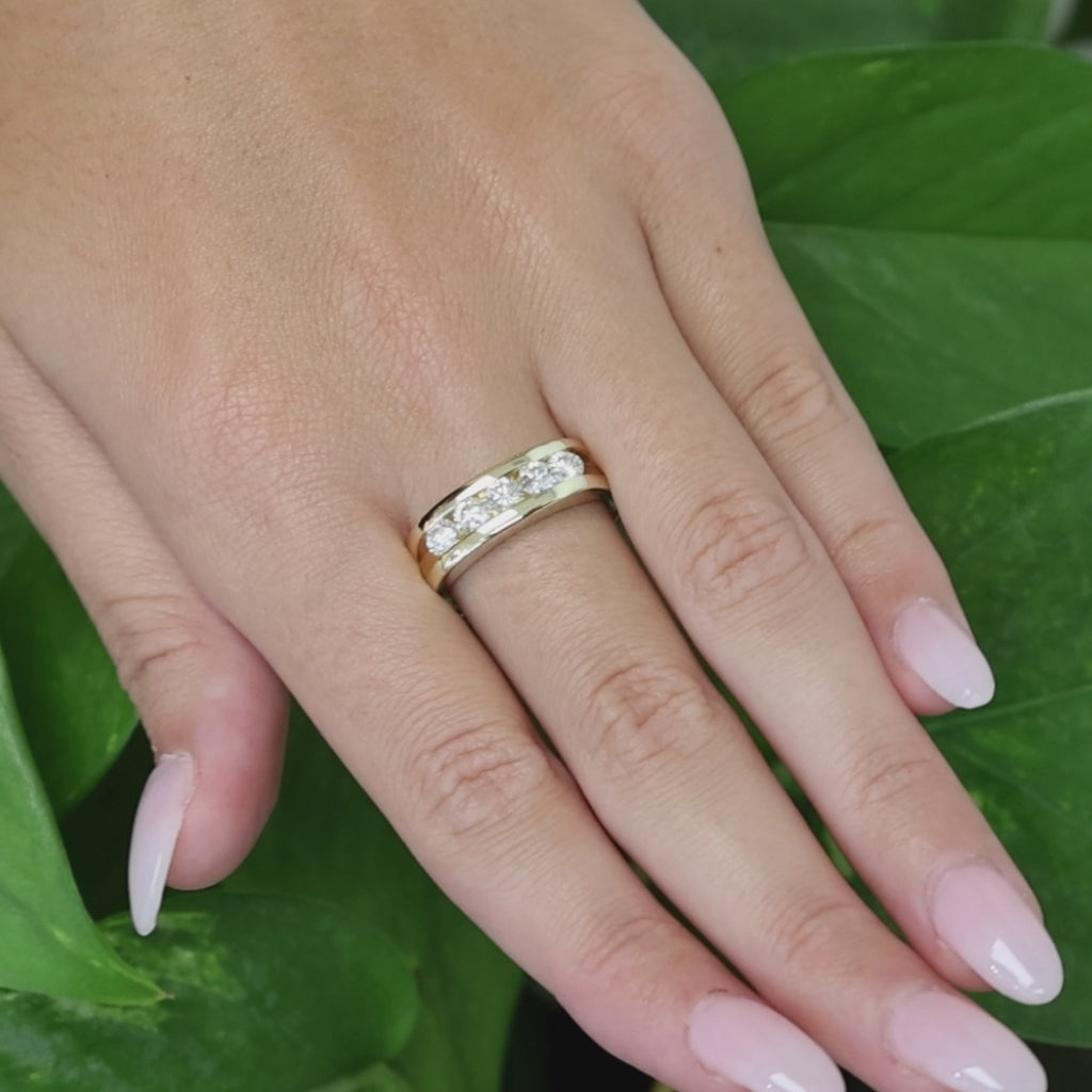 Natural Diamond Wedding Band Ring 14K Yellow Gold 0.75CTW Channel Set Size 9