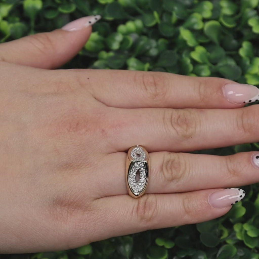 Geometric Mask Diamond Statement Ring 14K Gold 0.50 TW Size 6.5 Contemporary