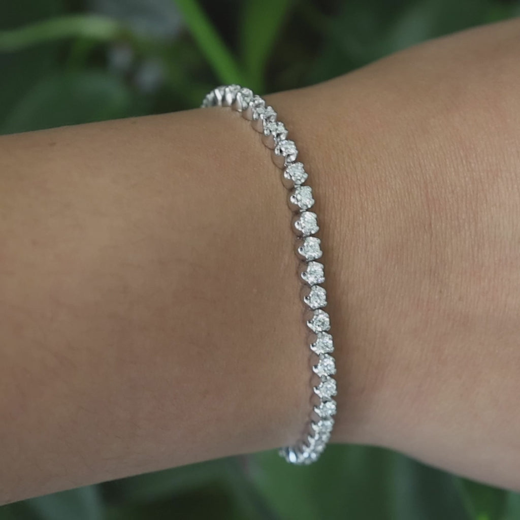 3.00 TW Round Diamond Tennis Bracelet 14K White Gold 7" Estate