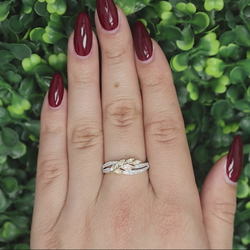 0.50 TW Diamond Floral Band Ring 14K Gold Size 8 Ladies Estate